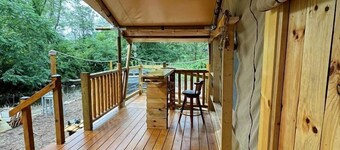 Creekfront Safari Tent with Outdoor Bath and Deck in Virginia