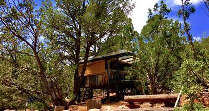 Rustic Tree House Rental with a Fire Pit in Bernalillo County, New Mexico