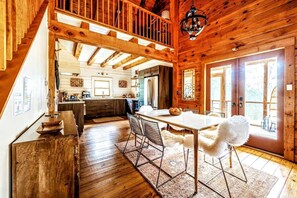Dining - Modern, Cozy, Idyllic Log Cabin Secluded on 6 Serene Acres, Stone Ridge, New York (Stone Ridge)