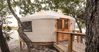 Luxury Glamping Yurt with Hot-Tub on the Medina River Bandera, Texas