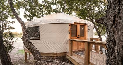 Luxury Glamping Yurt with Hot-Tub on the Medina River Bandera, Texas