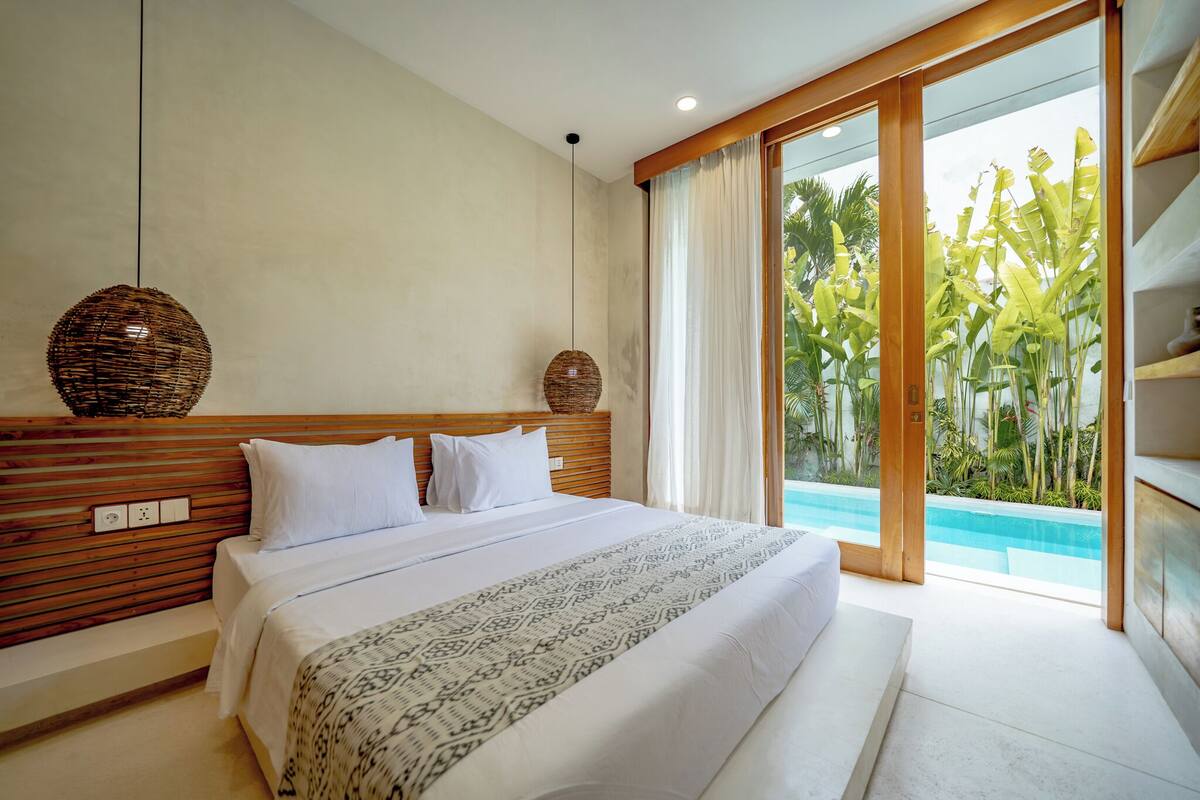 Luxe villa, 1 slaapkamer, terras, uitzicht op zwembad