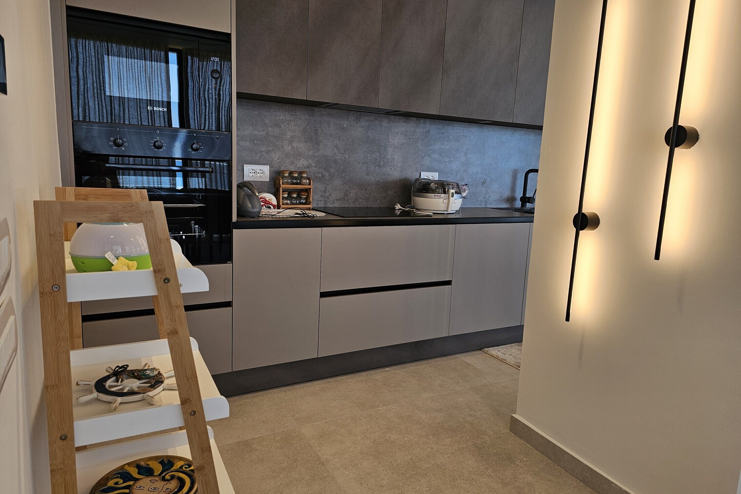 Family Penthouse, Multiple Bedrooms, Sea Facing (La Terrazza Azzurra) | Private kitchen | Fridge, microwave, oven, stovetop