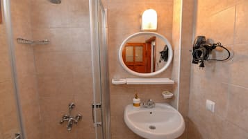 Classic Double or Twin Room, Balcony, Pool View | Bathroom | Shower, hair dryer, towels, soap