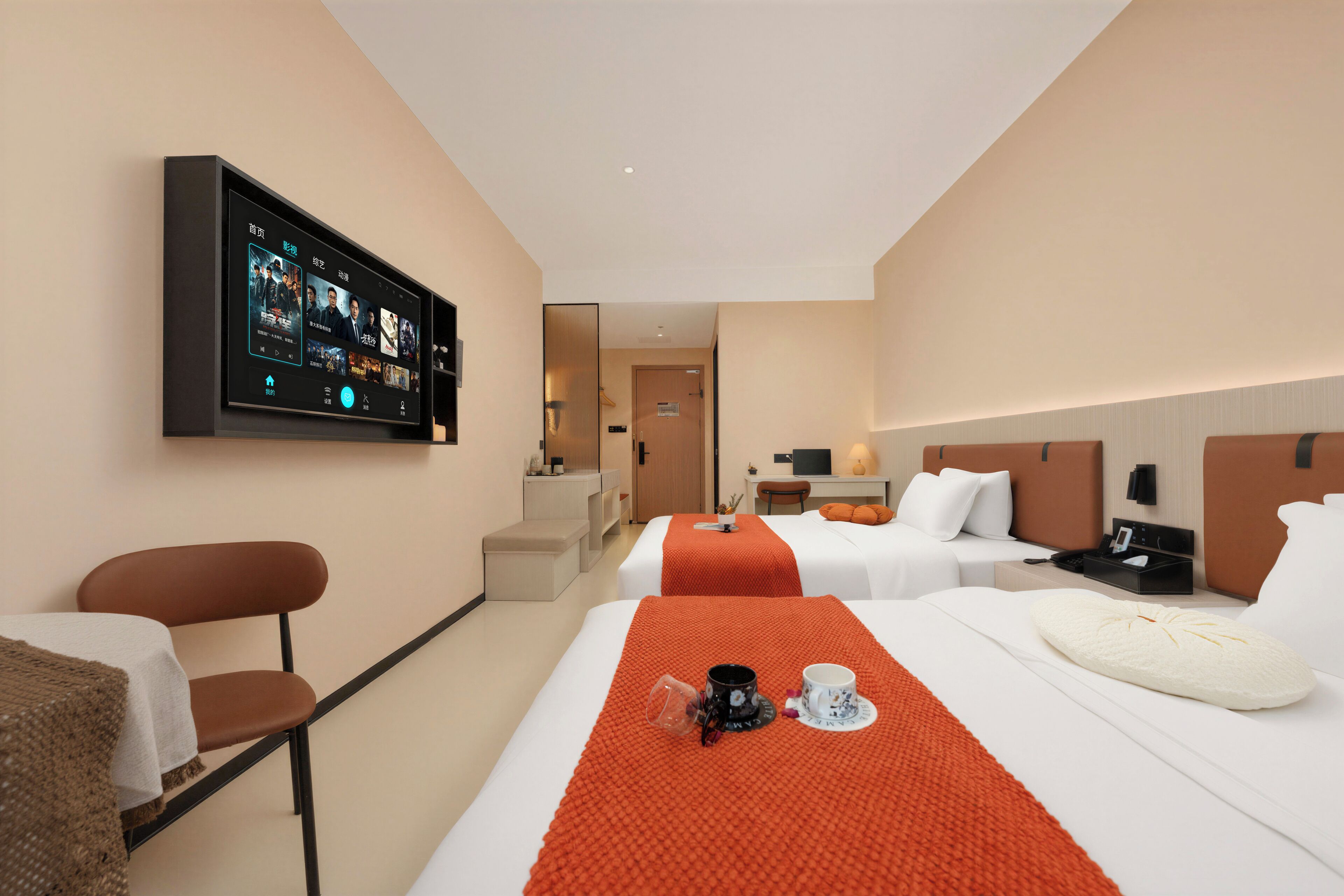 Chambre Affaires avec lits jumeaux | Bureau, rideaux d’obscurcissement, accès au Wi-Fi (inclus)
