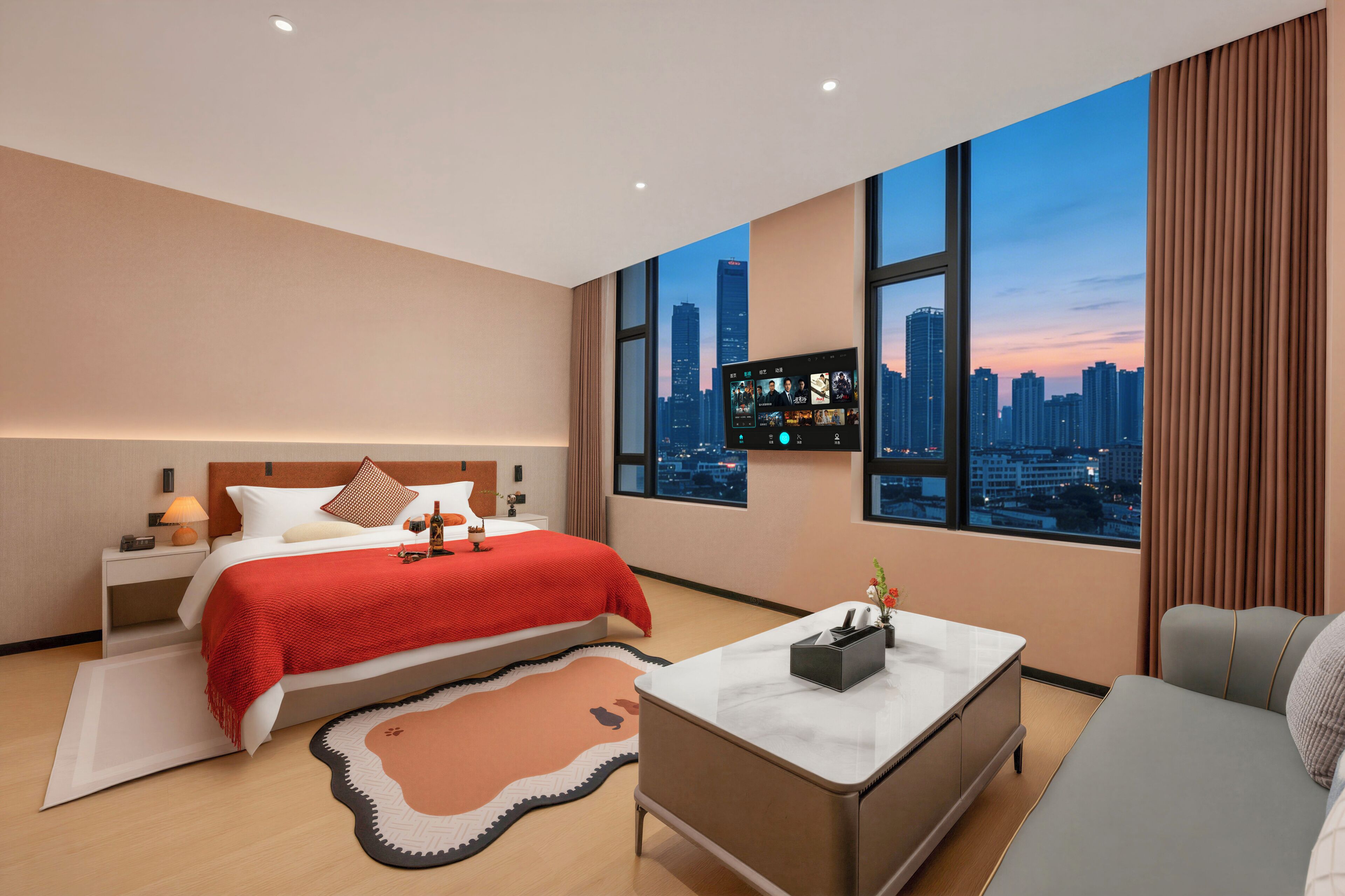 Desk, blackout drapes, free WiFi, bed sheets