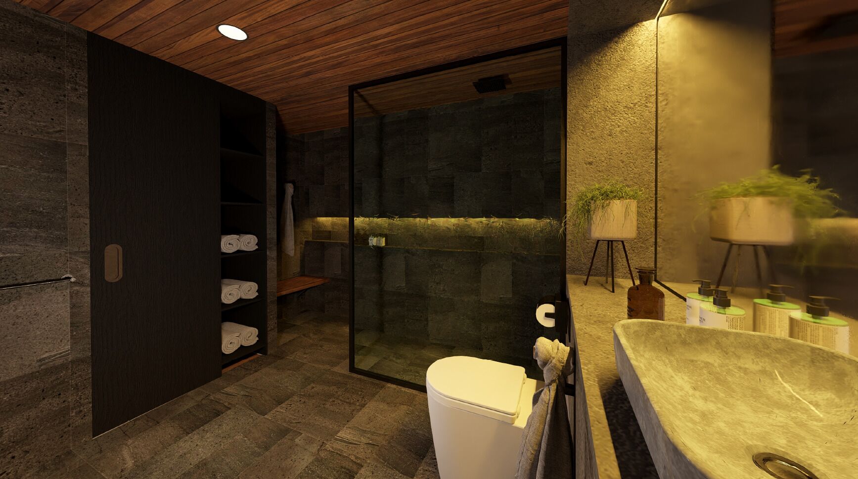Shower, free toiletries, hair dryer, bathrobes