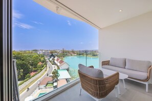 Deluxe Apartment, 1 King Bed, Partial Lake View | Balcony view - The Aqua Luxury Apart Hotel Waterfront (Choeng Thale)