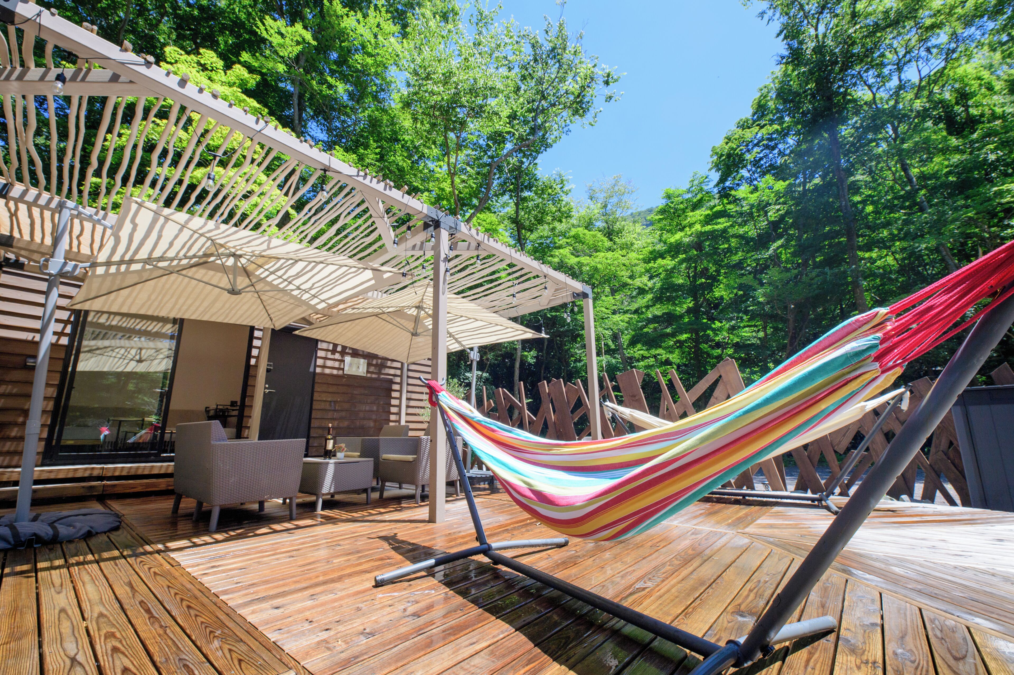 Deluxe-Ferienhaus, 1 Schlafzimmer, Blick auf den Innenhof | Terrasse/Patio