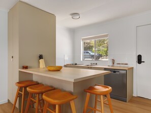 Fridge, microwave, dishwasher