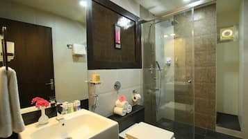 Shower, soap, shampoo, toilet paper