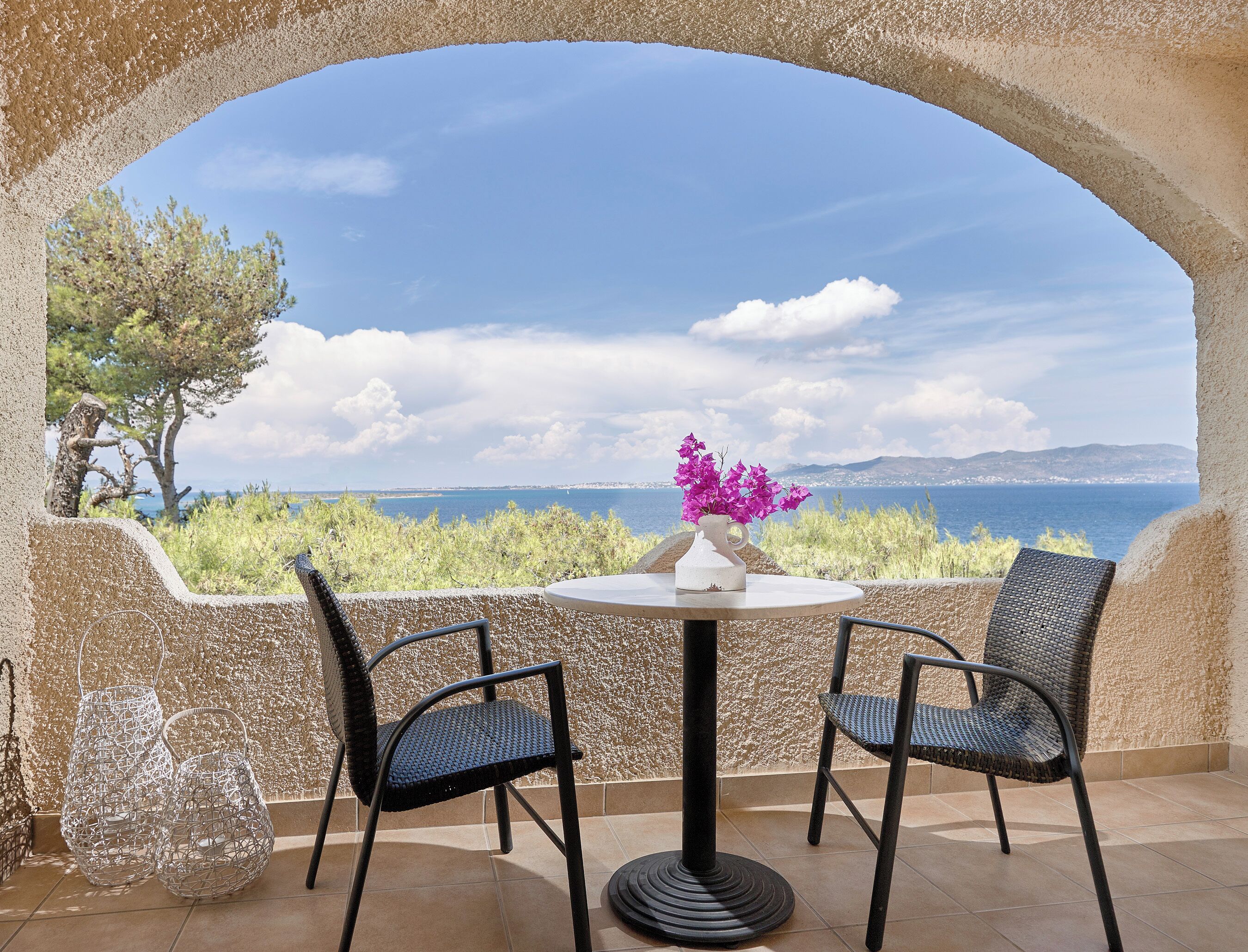 Dobbeltværelse med dobbeltseng eller 2 enkeltsenge - balkon - havudsigt