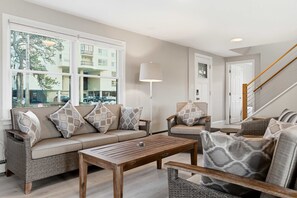 House, Multiple Beds, Patio, Garden View (Drift Cottage) | Living area - Drift Cottage Steps to Beach (Old Orchard Beach)