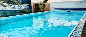 Stylish Holiday House with Private Heated Pool â 2-Minute Walk to the Beach