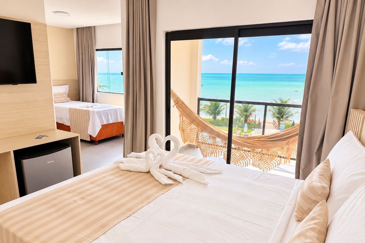 Quarto quádruplo luxo, vista para o mar | Wi-Fi de cortesia, roupa de cama
