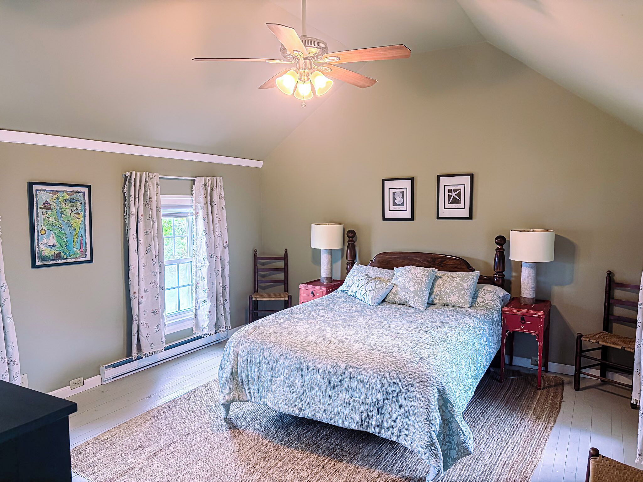 Primary queen bedroom with adjoining full bathroom
