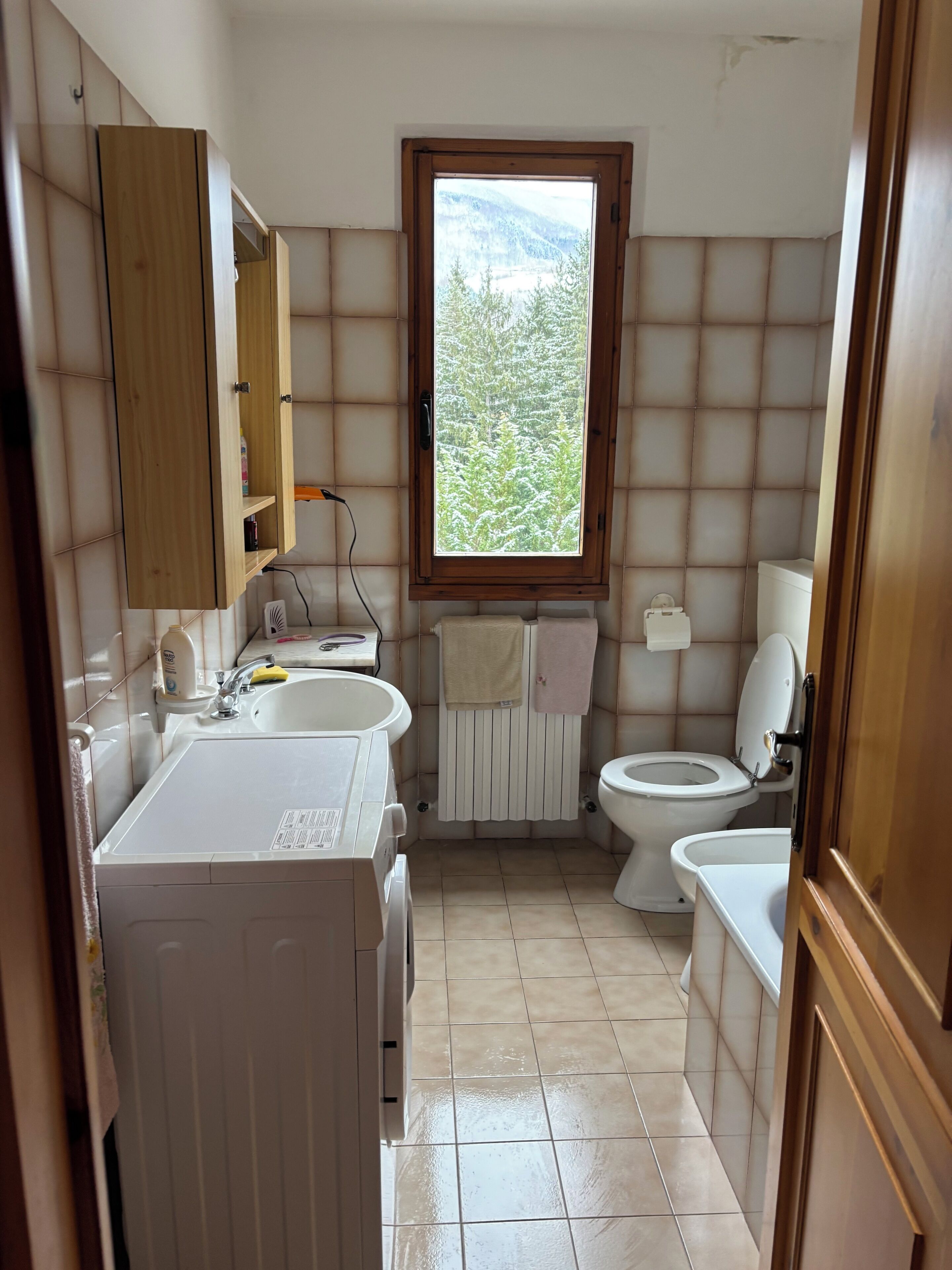 Haartrockner, Bidet, Handtücher, Toilettenpapier