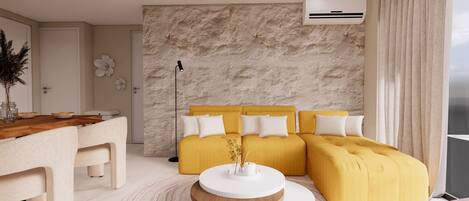 奢華公寓, 露台, 城市景 | 客廳