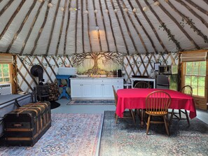 Dining - Cozy, 1-bedroom Yurt in serene Mason, NH with the comfort of A/C and Heat (Mason)