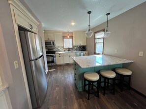 Fridge, microwave, oven, stovetop - New! Bear Necessities 2-Bedroom Home with Water Views Steps from the Lake! (Isle)