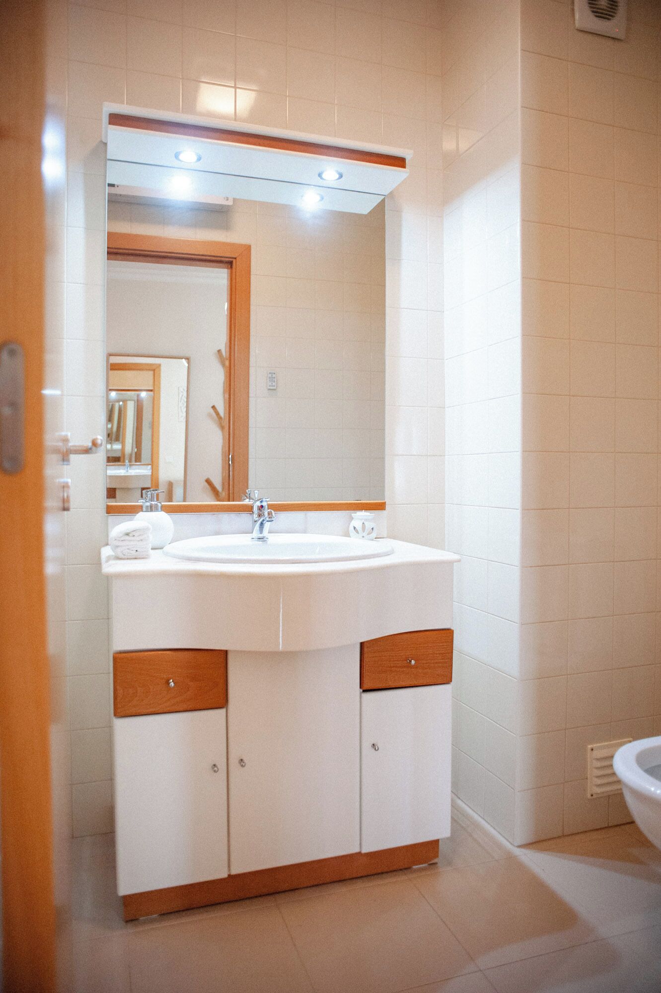 Haartrockner, Bidet, Handtücher, Seife