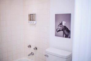 Haartrockner, Handtücher, Seife, Toilettenpapier