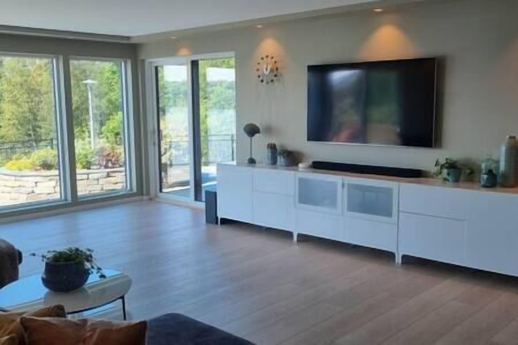 Smart TV, fireplace, video games, books