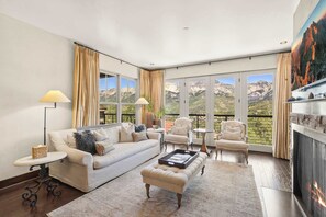 TV, fireplace - Mountain Village Escape | Views + Steam Shower (Mountain Village)