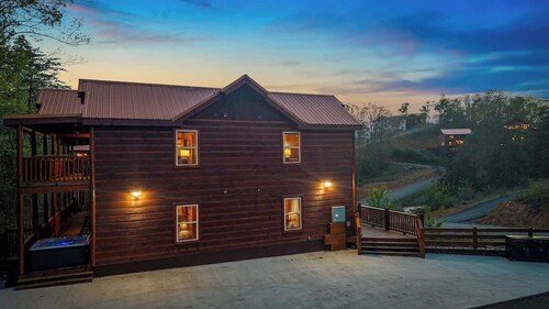 8-Bedroom Log Cabin in Pigeon Forge with Indoor Pool & Outdoor Theater