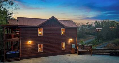 8-Bedroom Log Cabin in Pigeon Forge with Indoor Pool & Outdoor Theater