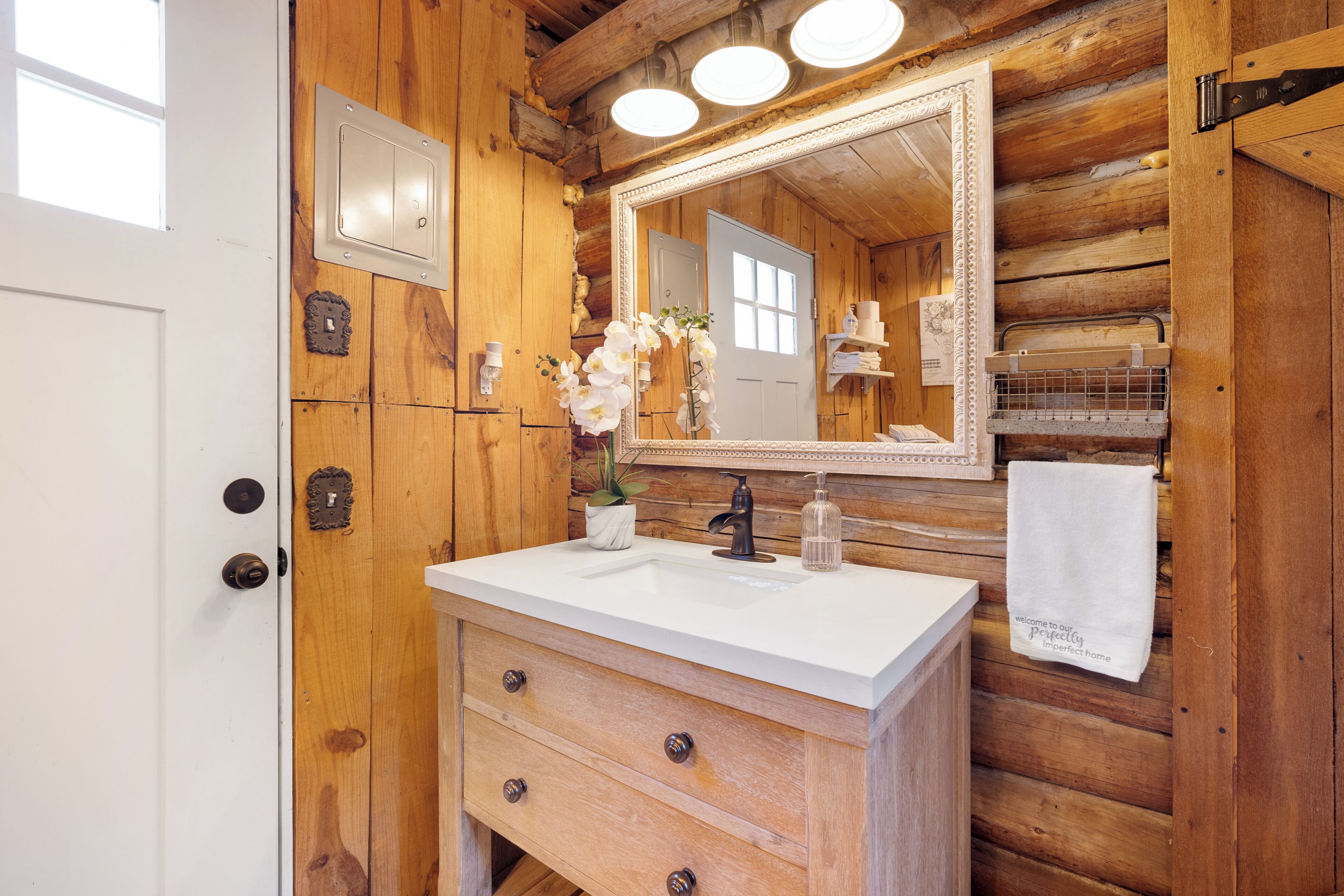 Ferienhütte, 1 Queen-Bett, Küche, Hügelblick | Badezimmer