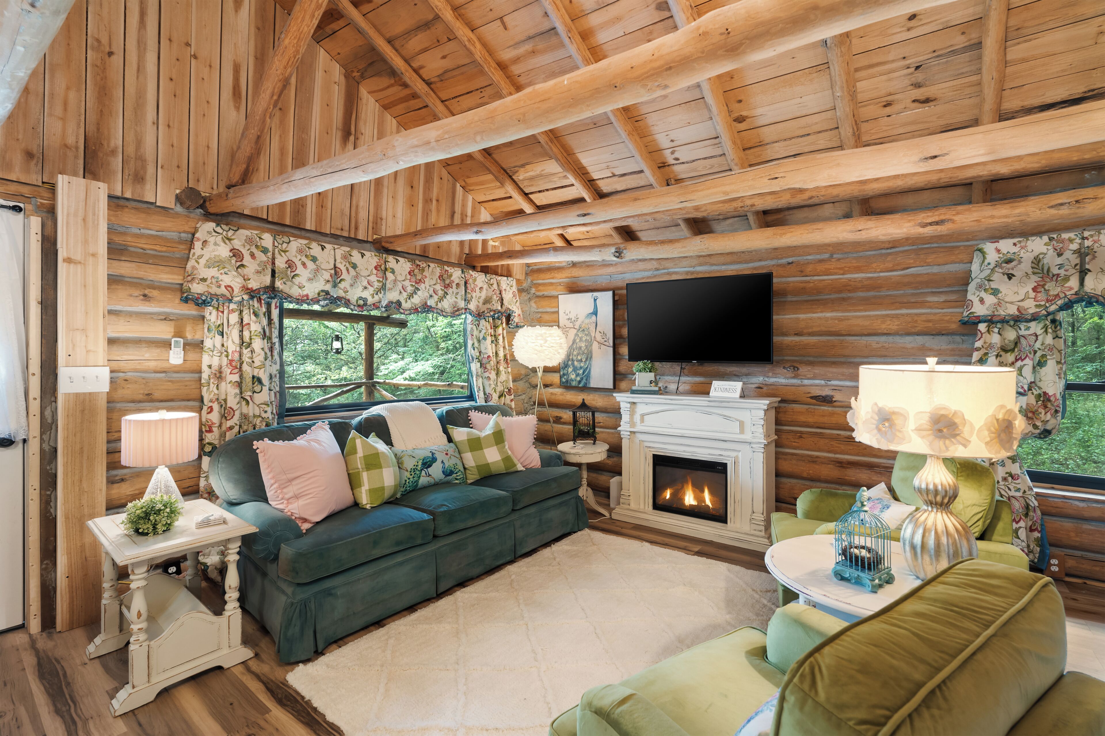 Cabin, 1 giường cỡ king, bếp, quang cảnh đồi núi | Khu phòng khách