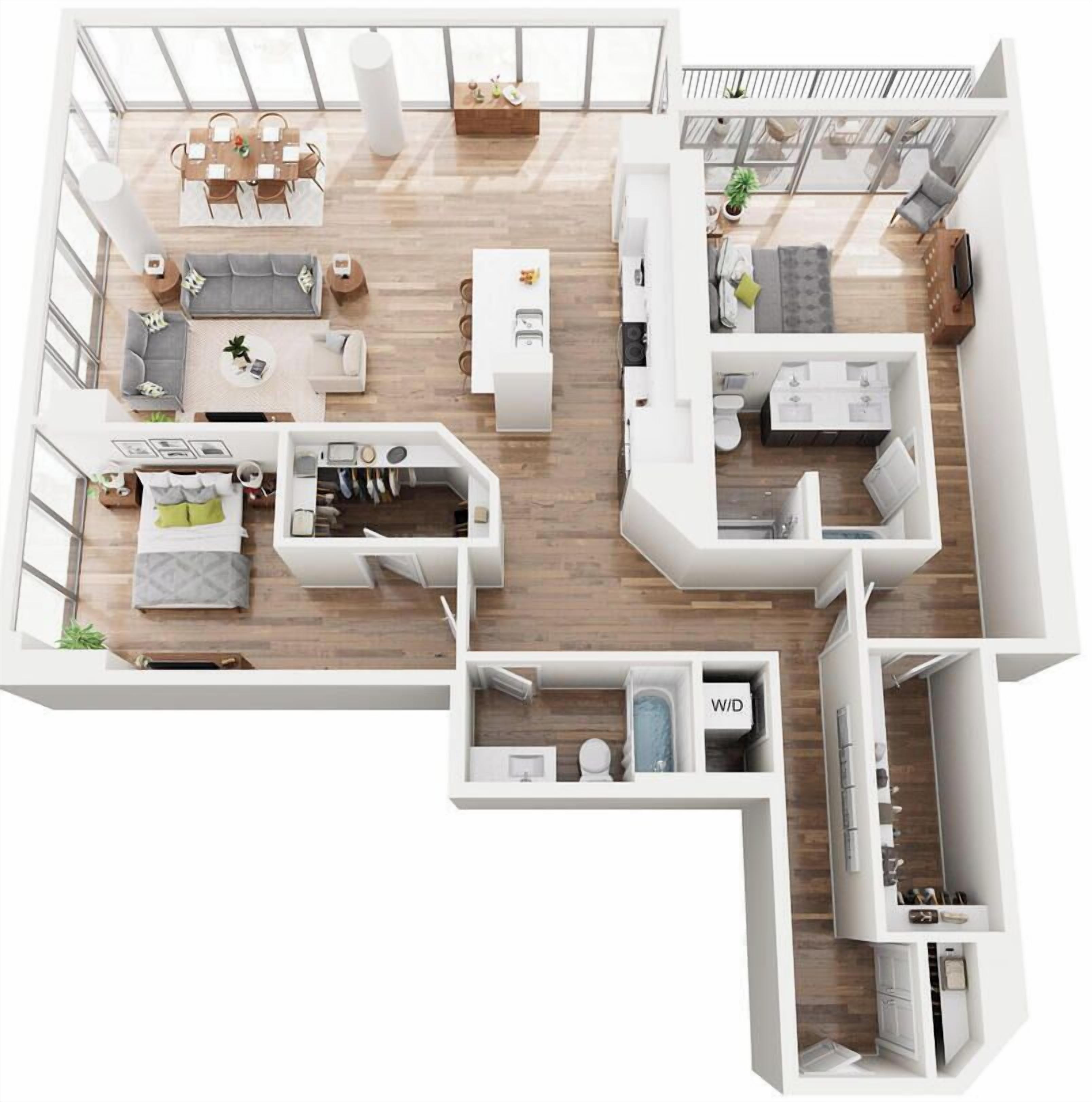 Departamento Premium, balcón, vista al lago | Plano