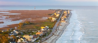 Sand Pebble Sunset | Marshfront w Deep Water Views of Folly River