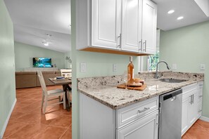 Fridge, microwave, oven, stovetop - Pelican Palms: Walk to Beach, Dining & Sugarshack! (Bonita Springs)