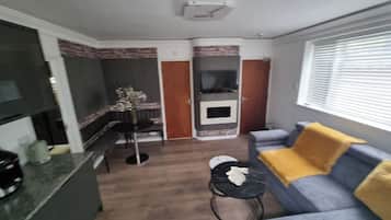 TV, fireplace