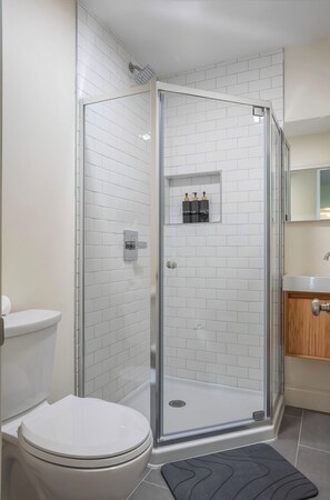 Shower, hair dryer, towels, soap - Brand New Spacious Family Friendly Home near Boston (Somerville)
