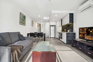 Living area - Bright 1-Bed Apartment in Docklands Precinct (Docklands)