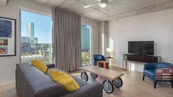 TV, video games, DVD player, music library