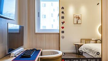 Premium bedding, down duvets, soundproofing, free WiFi