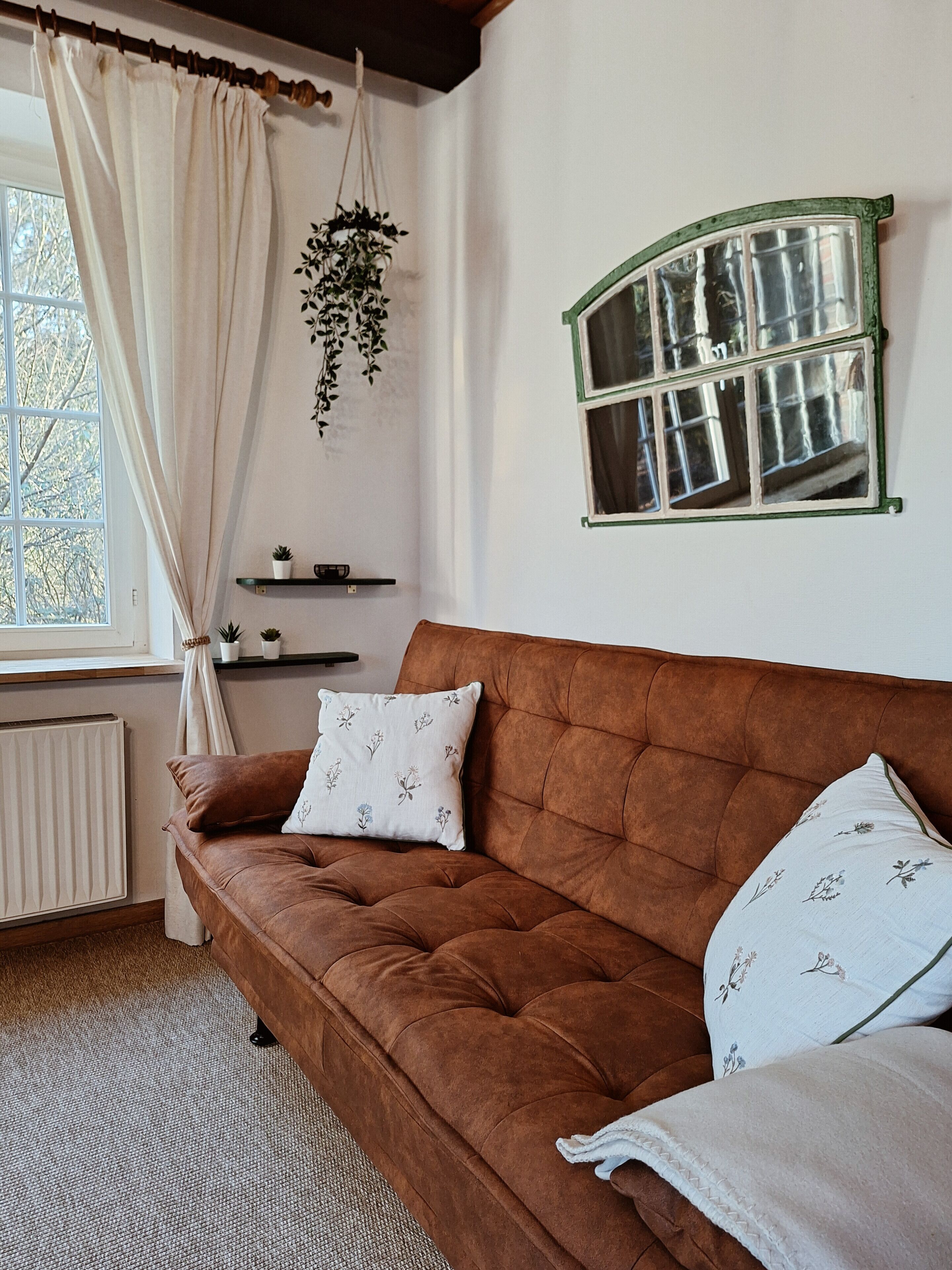 TV, fireplace, books