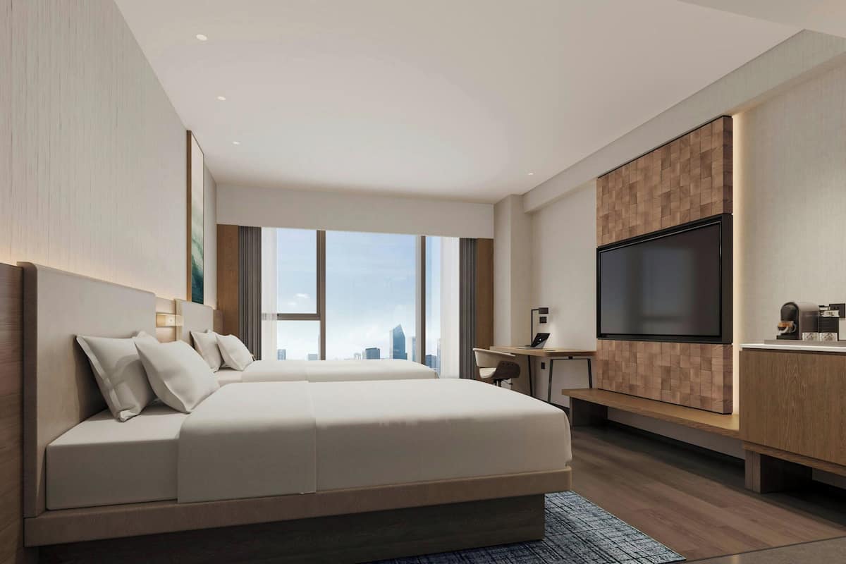 Standard Room, 2 Double Beds, City View | In-room safe, blackout drapes, soundproofing, free WiFi
