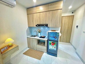 Monolocale Classic, balcone, vista città | Cucina privata