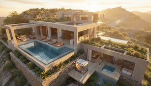 Outdoor pool, a heated pool - Aegean Crest Villa, a Quintessential Private Stay (Agia Pelagia)