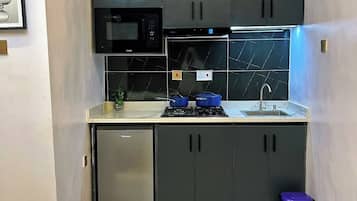 Apartemen Deluks, balkon, pemandangan kota | Dapur pribadi
