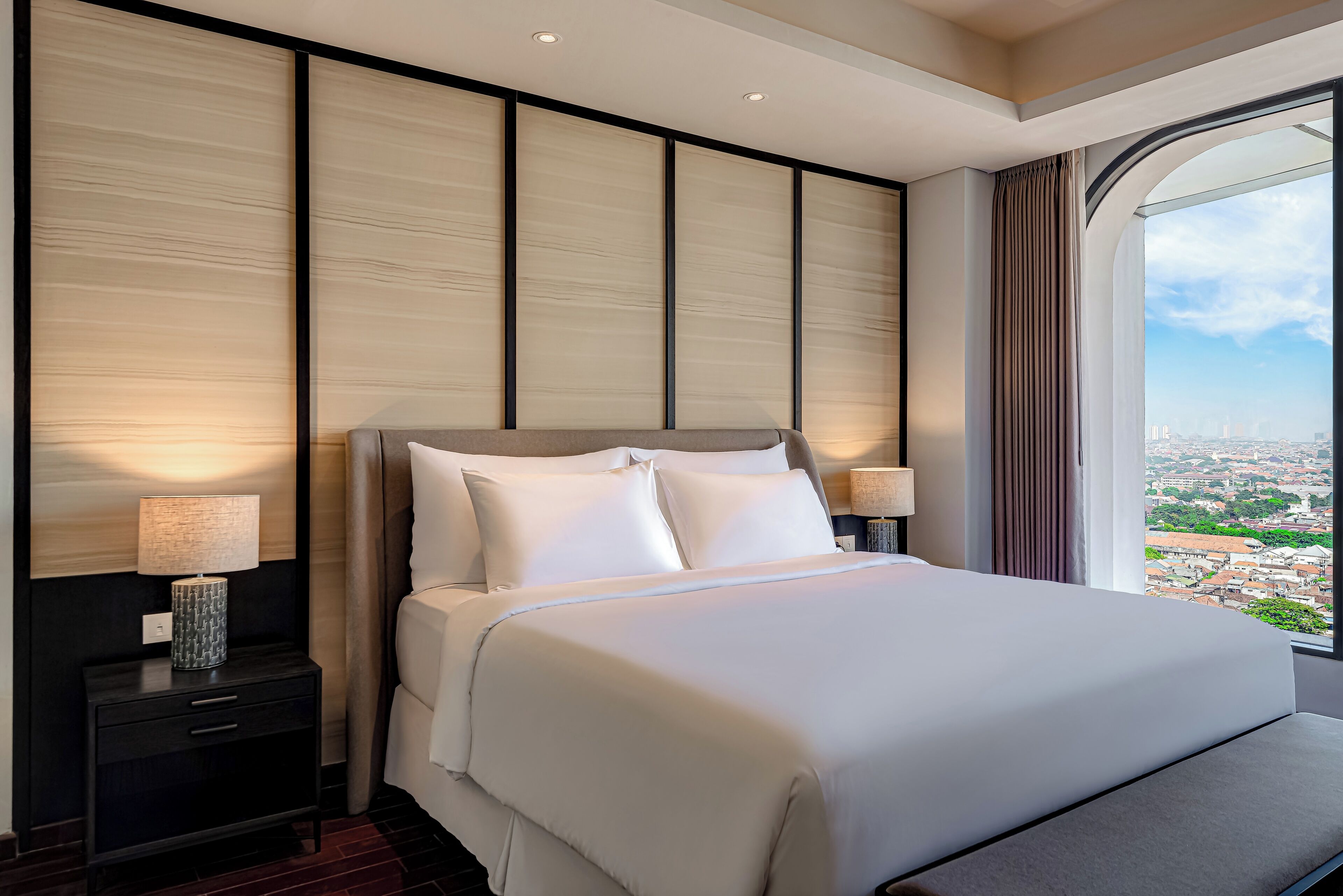 Premium bedding, in-room safe, blackout curtains, soundproofing