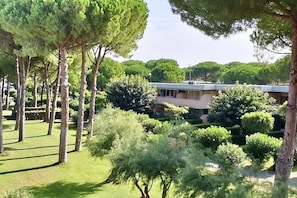 A building surrounded by trees and greenery. - Staying at the Marina di Bibbona Apartments offers the perfect blend of home away from home convenience and the comfort of a holiday immersed in nature, just a short walk from the sea and all essential services.With its inviting atmosphere, Marina di B (Marina di Bibbona)