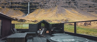 Waterfall Villa – Black Beach & Fjord Views