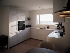 Private kitchen - Waterfall Villa – Black Beach & Fjord Views (Djúpivogur)