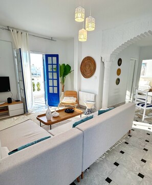 Apartment, 3 Bedrooms, Balcony, City View | Living room - Aurea Apartment in the Heart of Sidi Bou Saïd (La Marsa)